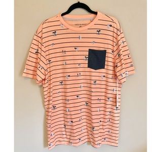 NWT Free Planet Orange Striped Surfer Tee